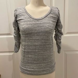 Anthropologie Dolan Terry Shirred Sleeve T-shirt Gray XS